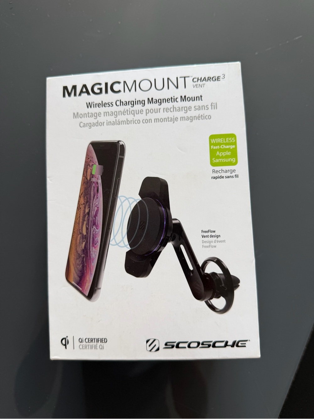 Scosche MagicMount Charge3 Wireless Magnetic Vent Charger - Black